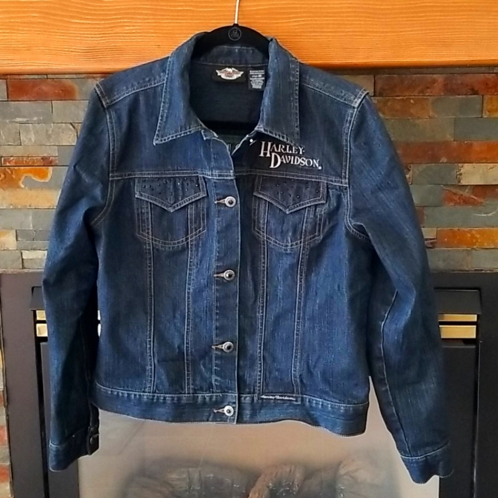 Bling, bling dressy denim Harley Jacket XL
